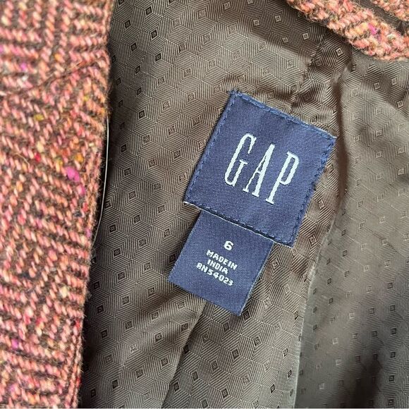 GAP Rust colored Herringbone Tweed Wool Blend Cropped Pea Coat 6 Small - Picture 9 of 10
